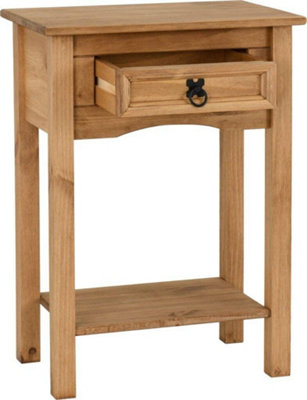 Corona 1 Drawer Console Table in Distressed Waxed Pine