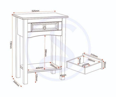 Corona 1 Drawer Console Table in Distressed Waxed Pine