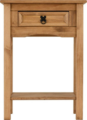 Corona 1 Drawer Console Table in Distressed Waxed Pine