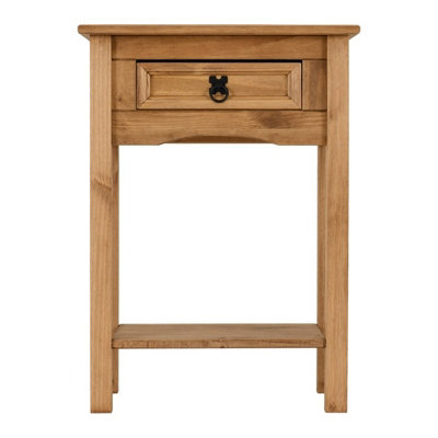 Corona 1 Drawer Console Table in Distressed Waxed Pine