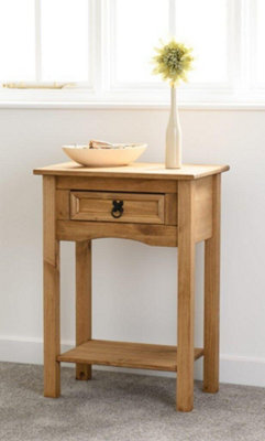 Corona 1 Drawer Console Table in Distressed Waxed Pine