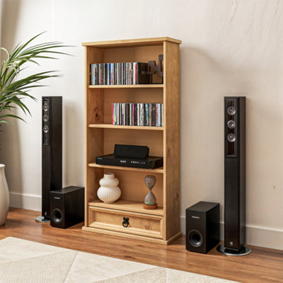 Corona 1 Drawer DVD Bookcase Rack Mexican Solid Pine