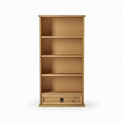 Corona 1 Drawer DVD Bookcase Rack Mexican Solid Pine