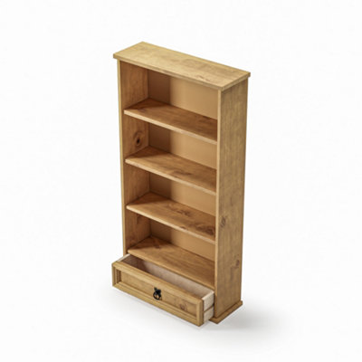 Corona 1 Drawer DVD Bookcase Rack Mexican Solid Pine