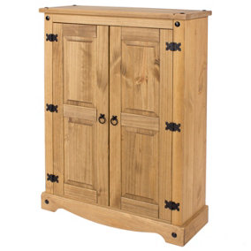 Corona 2 door cupboard unit , antique waxed pine