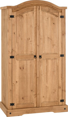 Corona 2 Door Wardrobe in Distressed Waxed Pine