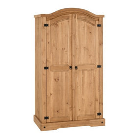 Corona 2 Door Wardrobe - L56.5 x W103.5 x H189 cm - Distressed Waxed Pine
