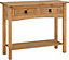 Corona 2 Drawer Console Table With Shelf - L34.5 x W90 x H73 cm - Distressed Waxed Pine