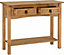Corona 2 Drawer Console Table With Shelf - L34.5 x W90 x H73 cm - Distressed Waxed Pine