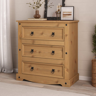 Corona 3 Drawer Chest of Drawers Mexican Solid Pine