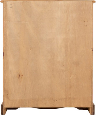 Corona 3 Shelf Low Bookcase in Distressed Waxed Pine Finish