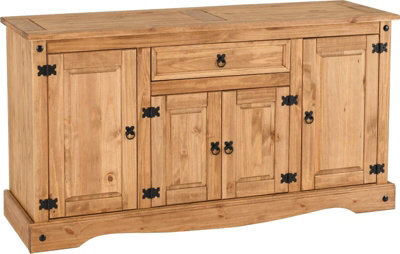 Corona 4 Door 1 Drawer Sideboard Distressed Waxed Pine