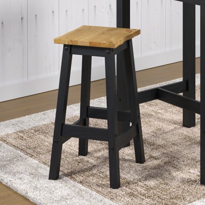 Corona Black Live Edge High Breakfast Stools - Pair of Rustic Wooden ...