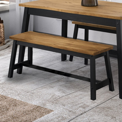 Corona Black live edge large dining bench, 122.5cm wide x 31.5cm deep x 45.5cm high