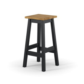 Corona Black Pair of live edge high breakfast stools , 33.5cm wide x 33.5cm deep x 72cm high