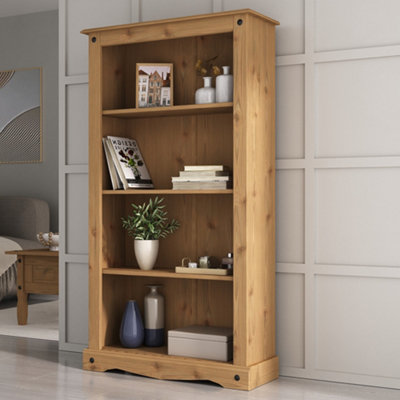 Corona Bookcase Medium Pine 4 Book Shelves Mexican Solid Wood