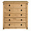 Corona Chest Of Drawers 5 Drawer Large Mexican Solid Pine