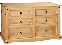 Corona Chest of Drawers Pine 6 Drawer Solid Mexican Wax Sideboard