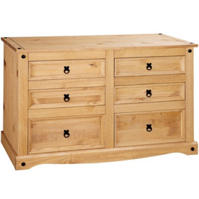Corona Chest of Drawers Pine 6 Drawer Solid Mexican Wax Sideboard