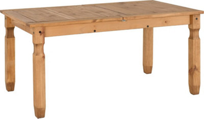 Corona Extending Dining Table in Distressed Waxed Pine Finish