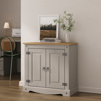 Corona Grey 2 Door Cupboard Sideboard Solid Mexican Pine Storage DIY