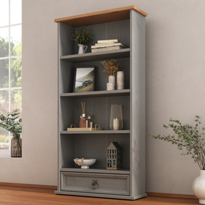 Corona Grey DVD 1 Drawer Bookcase CD Rack Mexican Solid Pine