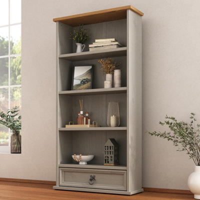 Corona Grey DVD 1 Drawer Bookcase CD Rack Mexican Solid Pine