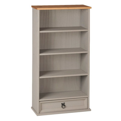 Corona Grey DVD 1 Drawer Bookcase CD Rack Mexican Solid Pine
