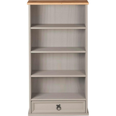 Corona Grey DVD 1 Drawer Bookcase CD Rack Mexican Solid Pine