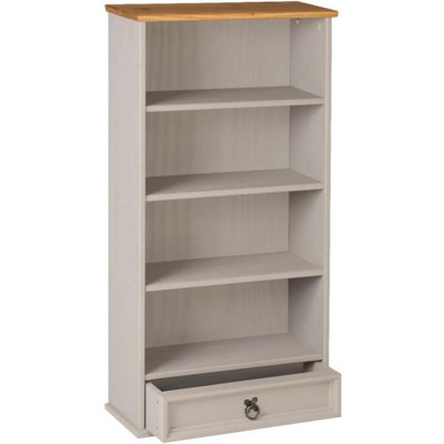 Corona Grey DVD 1 Drawer Bookcase CD Rack Mexican Solid Pine