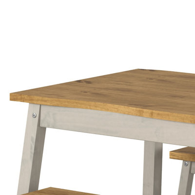 Corona Grey Live Edge Dining Table & Triple Bench Dining Set