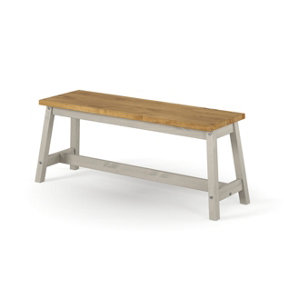 Corona Grey live edge large dining bench, 122.5cm wide x 31.5cm deep x 45.5cm high
