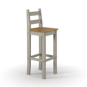 Corona Grey Pair of high breakfast bar chair , 38cm wide x 39.8cm deep x 107cm high