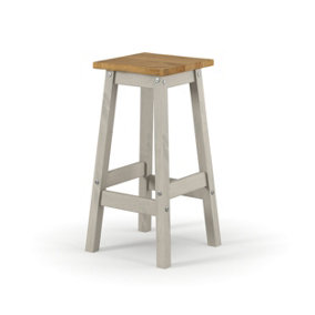 Corona Grey Pair of live edge high breakfast stools  , 33.5cm wide x 33.5cm deep x 72cm high