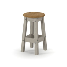 Corona Grey Pair of low round breakfast stools  , 32cm wide x 32cm deep x 50.8cm high