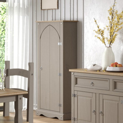 Corona Grey Premium wax vestry cupboard, antique wax top