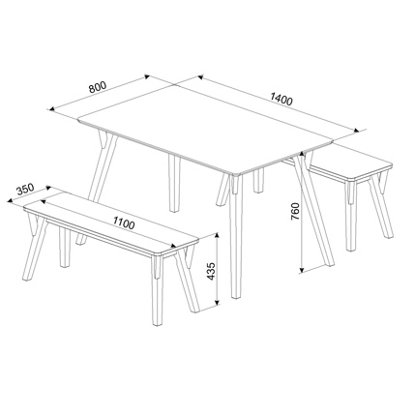 Corona Grey Solid Pine 140cm Rectangular Table & 2 Bench Set