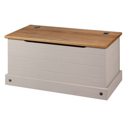 Corona Grey Solid Pine Ottoman Single Bedding Box Toy Chest Blanket DIY at B Q