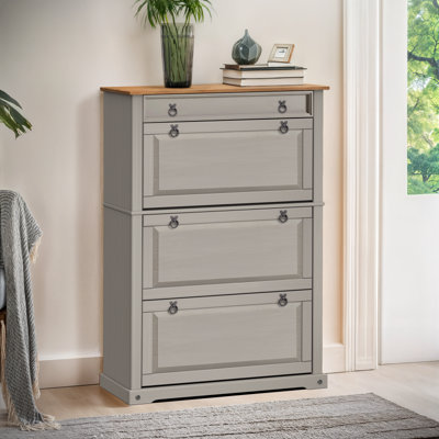 Corona Grey Wax 1 Drawer 3 Shelf Shoe Chest