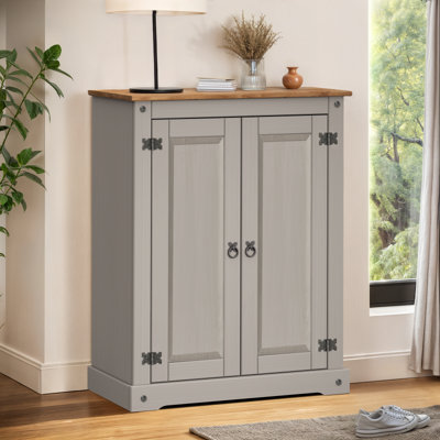 Corona Grey Wax 2 Door Shoe Cupboard
