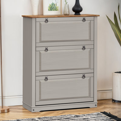 Corona Grey Wax 3 Shelf Shoe Chest