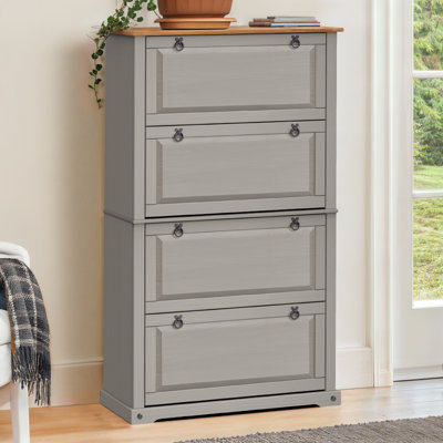 Corona Grey Wax 4 Shelf Shoe Chest
