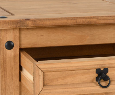 Corona Lamp End Table with Drawer in Distressed Waxed Pine