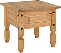 Corona Lamp Table - L58.5 x W58.5 x H54 cm - Distressed Waxed Pine
