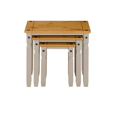 Corona Nest of Tables Grey Pine Set of 3 Occasional Side Tables Coffee