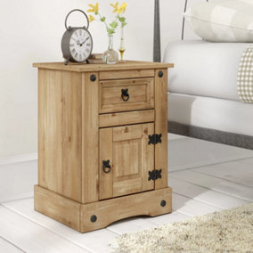 Corona Pine Bedside Cabinet 1 Drawer 1 Door Side Table Nightstand