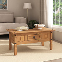 Corona Pine Coffee Table 1 Drawer Solid Wood Occasional Table
