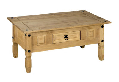 Corona Pine Coffee Table 1 Drawer Solid Wood Occasional Table