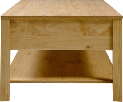 Corona Rattan 2 Drawer Coffee Table in Distressed Wax Pine and Rattan Effect
