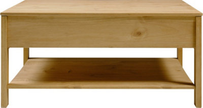 Corona Rattan 2 Drawer Coffee Table in Distressed Wax Pine and Rattan Effect